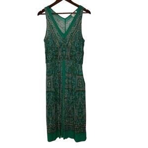 Ice Green Paisley Sleeveless Midi Dress 10 Bohemian Summer Style Fairy